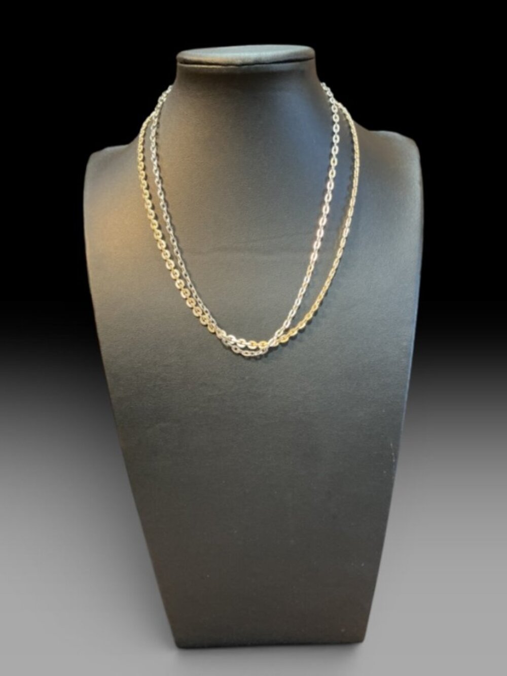 Vintage Chain Necklace Lot Gold & Silver Tone Textured Links 16” Unsigned